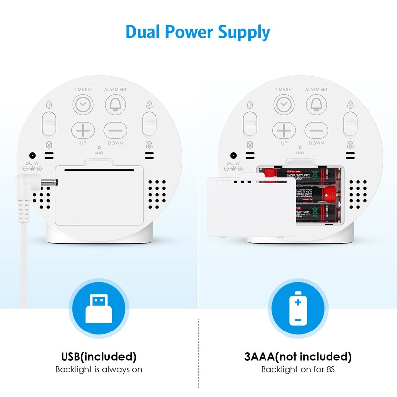 AMIR Alarm Clocks for Bedrooms, LED Electronic Clock, Small Desk