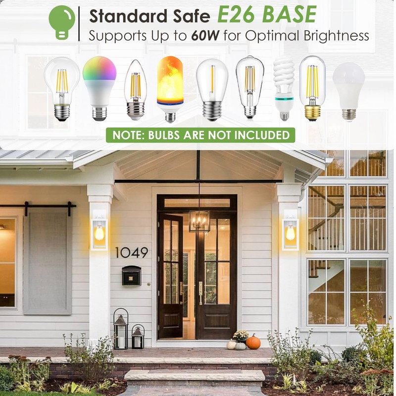 GRUENLICH Waterproof Large Outdoor Wall Lanterns, Modern White Porch Sconces