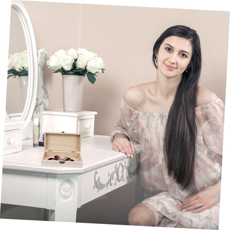 iplusmile Rectangle Unfinished Wood Jewelry Box with Hinged Lid for