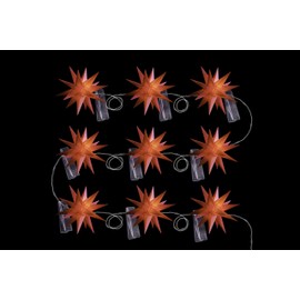 DecoTrend GmbH Sterntaler Star Chain, Christmas Star Chain, 9 Stars, 18 Points, Red, 8 cm, Indoor and Outdoor Use, LED, Power Plug, with Timer