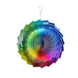 Kinetic Art Metal Wind Chime - Slightly Rotating 3D Hanging Wind Chime - Rainbow Fountain Diameter 30 x Height 38 cm Stainless Steel Including Suspension and Swivels, Weather-Resistant, Attractive