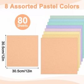 80 Sheets Cardstock Paper 12 x 12 Inches Thick Paper Card stock Colored Cardstock Papers 180gsm Solid Core Printer Papers for DIY Arts Crafts Card Making School Office Home Supplies (Pastel)