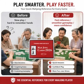 2026 Mahjong Rules & Hands Reference Cards for Game Night – 4-Pack Quick Guide for Players & Clubs