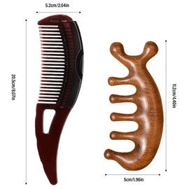 2 Stück Kopfhaut Kamm Sleek Bun Bürste Energiemassagekamm, Holz Massagekamm mit Sieben Zähnen Scalp Massagekamm, für Damen und Herren