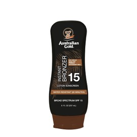 Australian Gold Instant Bronzer Water Resistant Sunscreen Lotion SPF 15, 8 Ounce