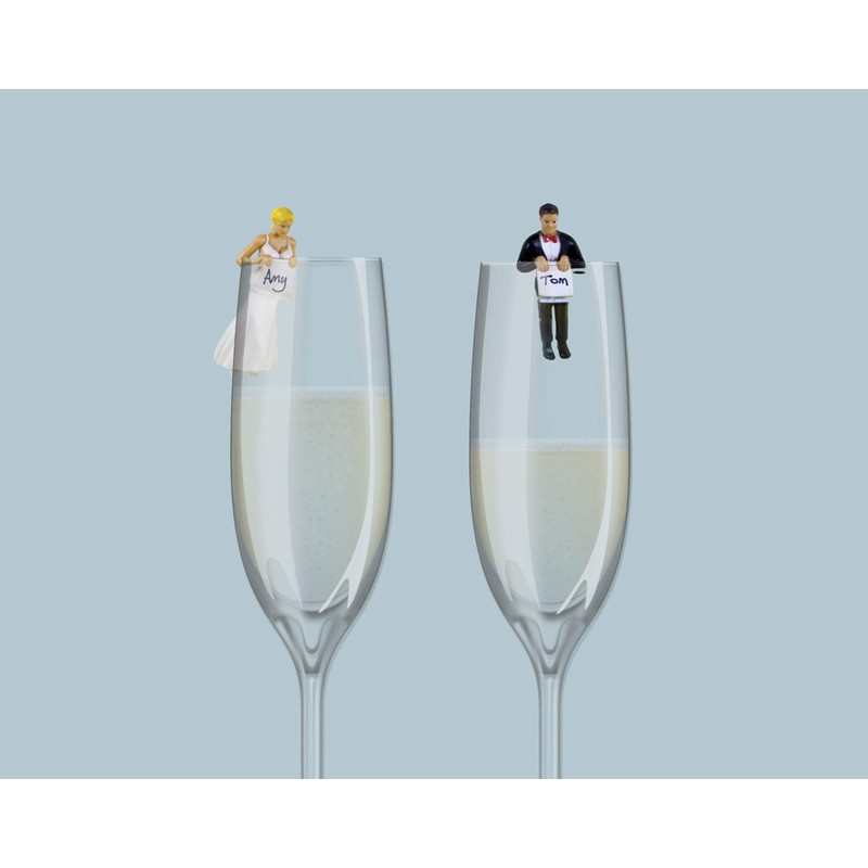 NPW-USA NPW61307 NPW Cocktail/Wine Glass Markers, Happy Couple