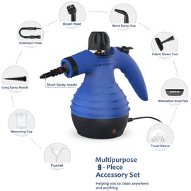 Comforday Handheld Pressurized Steam Cleaner - Multi-Purpose Steamer with 9-Piece Accessories Steam Cleaning Machine for Stain Removal, Curtains, Car Seats, Floor, Window (Blue)
