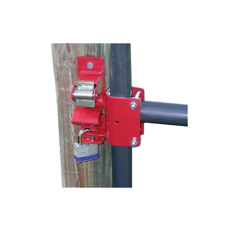 Gate Latch, 1-Way, Lockable, Steel, Red, for: 1-5/8 to 2