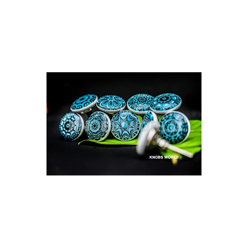 10 x Mixed Retro Flower Ceramic Knobs, Door Knobs, Cupboard