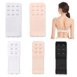 Terilamy 5 PCS Bra Strap Extenders, Women Bra Extender 3 Hooks and 2 Hooks, Elastic Comfortable Bra Extension Strap with Stainless Steel Hook for Girls (Skin,White,Black)