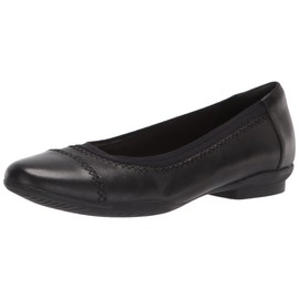 Clarks Women's Sara Bay Ballet Flat, Black Leather, 6.5 Wide