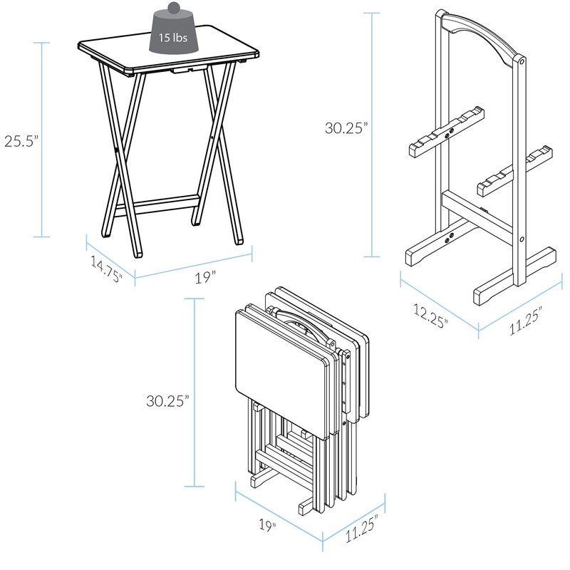 Casual Home 5pcs Tray Table Set, Espresso (New)