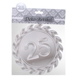 Udo Schmidt Decorative Sign 25 Silver Cardboard Medal 25th Birthday Anniversary Decoration Party