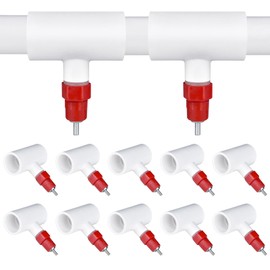 10Pcs Chicken Water Nipples, Chicken Nipple+Tee Waterer Kit, Automatic Poulrty Drinking, Quail, Duck, Geese, Turkeys