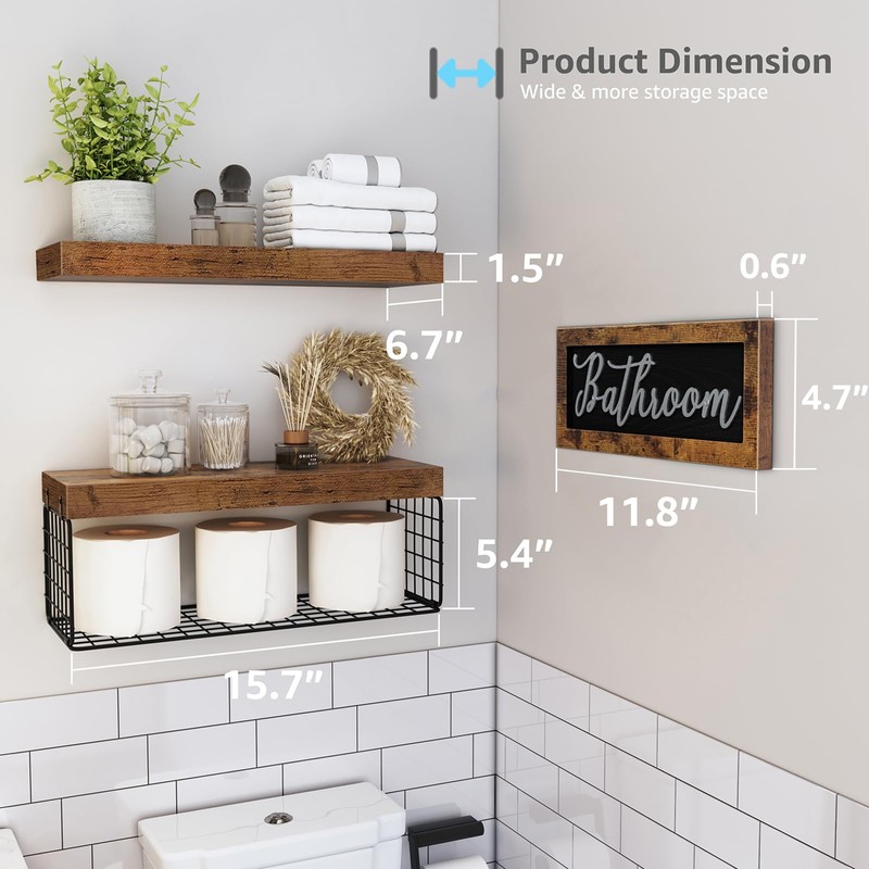 QEEIG ‎Bathroom Shelves Over Toilet - Paper Storage Wall Mounted