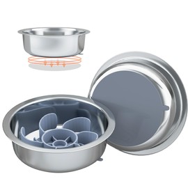 Stainless Steel Dog Bowls with Suction Base 2 Pack,Non-Slip Pet Food and Water Bowls Set with One Slow Feeder Insert for Tile/Hardwood/Smooth Floors