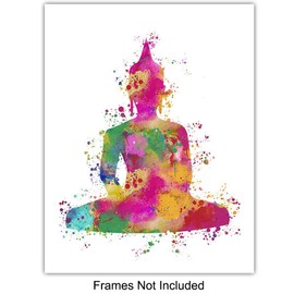 Zen Wall Decor Picture Set for Home, Office, Bedroom, Bathroom, Yoga Studio, Meditation Room - Great Inspirational Gift for Buddhist, Buddha, Hamsa Fatima Hand, Yin Yang, Om Fans - 8x10 Poster Prints