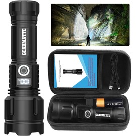 Gearmatte Led Flashlights 20000 High Lumens, Super Bright LED Flashlight USB Rechargeable with Power Display & 5000mAh, 5 Modes, IPX4 Waterproof for Emergencies, Hiking, Camping