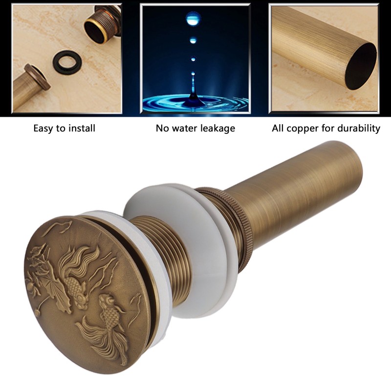 Bathroom Kitchen Sink Drain All Copper Pop Up Sink Drain