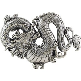 Dragon Belt Buckle 4.0 cm | Buckle Dragon Interchangeable Buckle Belt Buckle 40 mm Solid | LARP and Medieval Outfit, Antique silver