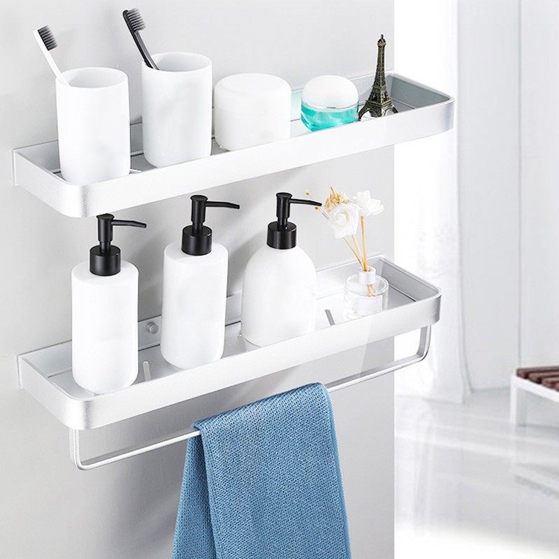 Bathroom Shelf Wall Mount Space Aluminium Shower Single Layer Shelf