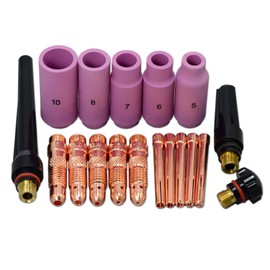RIVERWELD TIG Tension Sleeves and Aluminum Oxide Nozzle Ceramic Cup 10N Series TIG Back Caps 57Y02 57Y03 57Y04 Various Sizes for QQ300 PTA DB SR WP 17 18 26 TIG Welding Torch 18 Pieces