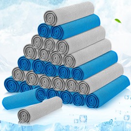 MENOLY 30 Packs Cooling Towels Bulk, Cooling Towels for Neck and Face, Soft and Breathable Sweat Rags for Sports, Yoga, Hiking, Camping, Running, Fitness, Workout (32"x12")