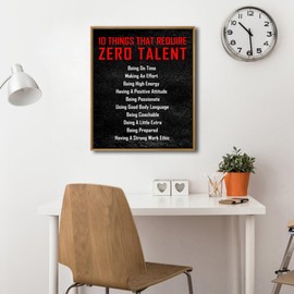 Pyradecor Large Framed Inspirational Poster Canvas Prints Motivational 10 Things That Require Zero Talent Office Positive Quotes for Classroom Home Decorations