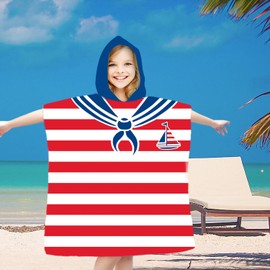 FEBE Bath Poncho Children's Bath Towel with Hood Bathrobe for Toddlers, seann, Unit size