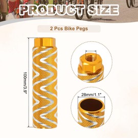 PATIKIL Bike Pegs Fit 3/8 Inch Axles, 2 Pack Aluminum Alloy Anti-Skid Lead Foot Bicycle Peg Back Seat Stands with Stripe for BMX Mountain Dirt Bike Cycling Rear Stunt Pegs, Yellow