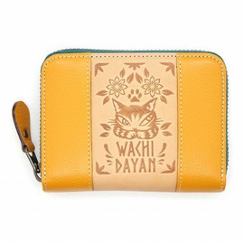 Wachi-Fird Dayan Cat Genuine Leather Mexico Card Wallet Yellow