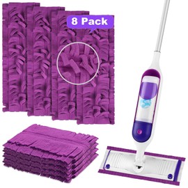 LOVECO 8 Pack Mop Refills Pads Compatible for Swiffer PowerMop Multi-Surface Mop and PowerMop Wood Mop Pads Refill, Washable & Reusable Replacement Mopping Pads (Purple)