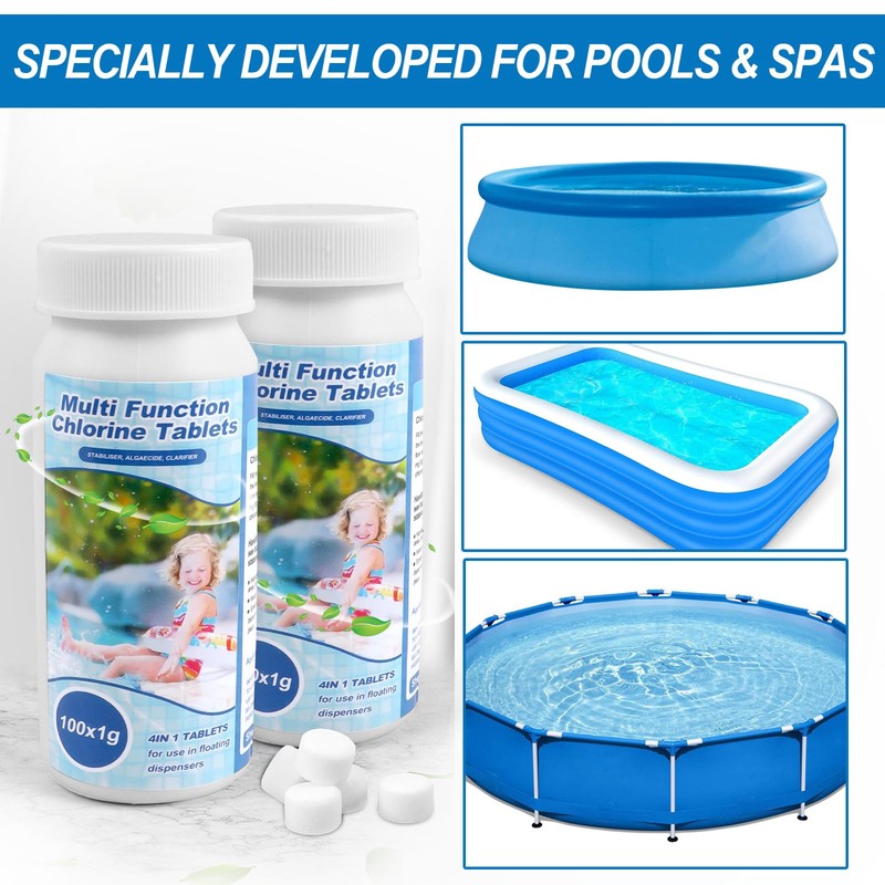 Pool Cleaning Tablets 200 Pieces for Pool, Water Tank, Hot
