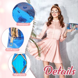 3 Bolsos con Parche Preppy Bolsa de Maquillaje Transparente Bolsas de Cosméticos a Prueba de Agua Bolsa de Carta de Maquillaje Bolsa de Cosméticos Portátil para Mujer (Love, Glam, Patrones)