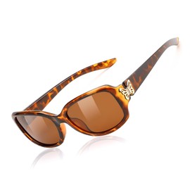 FEISEDY Trendy Polarized Oval Sunglasses Wrap Around Butterfly Design Fashion Sunnies UV400 Protection B0268 Leopard