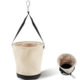 SilTriangle Heavy Duty Tool Canvas Bucket 12 x 12 x 9 Inches Tapered Wall Bucket Bag Plastic Bottom Universal High Weight Load Tool Bag, Load Capacity up to 100 Lbs, 16 oz Canvas(No Inner Pockets)