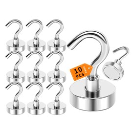 Aumupoo Magnetic Hooks: D20 Heavy Duty Strong Magnets with Hooks 40lbs - Cruise Cabin Ship Essentials - 10 Packs Hanging Items on Refrigerator/Office/Kitchen/Grills/Household Organization