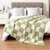 PAVILIA Checkered Throw Blanket for Couch, Fluffy Cozy Lightweight Sage
