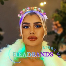 JEWEKY Light Up Happy Birthday Headband Glowing Birthday Tiara Hair Accessories for Women