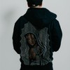 "Virgencita" (Gris) Rhinestone Hoodie - Size: L