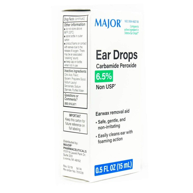 MAJOR Ear Drops Earwax Removal Aid 0.5oz 15mL Carbamide Peroxide