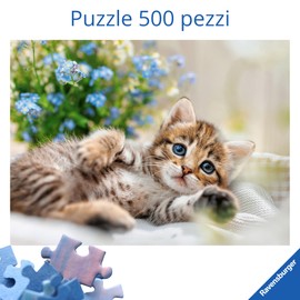 Ravensburger Puzzle 500 Pezzi Dolce Gattino – Puzzle Adulti +14 anni, 49 x 36 cm, Puzzle per Adulti Animali, Collezione Puppies, Idee Regalo