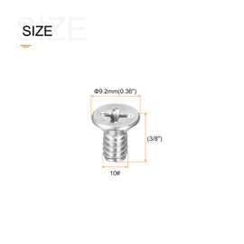 METALLIXITY Flat Head Phillips Machine Screw (10#-24 x 3/8inch) 50Pcs, 304 Stainless Steel Screws Set -for Household, Office Equipment Industry, Machinery, etc., Silver