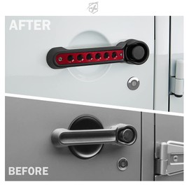 Xprite Brushed Aluminum Side Door Handle Inserts & Cover Trim Compatible with 2007-2018 Jeep Wrangler JK JKU Unlimited Sahara Rubicon 4-Door, Exterior Grab Handles Decoration Accessories (Red, 5PCS)