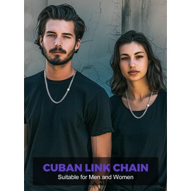 Richsteel Steel Chain Necklace For Men Women 5mm Wide Hip Hop Miami Cuban Link Chains