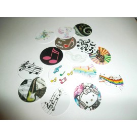 Unbranded Pre Cut One Inch Bottle Cap Images! MUSIC MUSICAL NOTES FREE SHIP - photo, 25 images