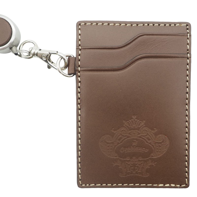 Orobianco Pass Case with Reel Brown OROBIANCO ORHO-010 ID Case