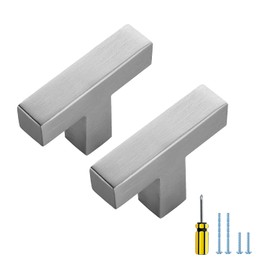 Ravinte 10 Pack Brushed Nickel Kitchen Cabinet Handles Single Hole Cabinet Pulls Square Kitchen Hardware for Cabinet Drawer Pulls Drawer Handles Come with Screwdriver