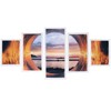 5PCS Frameless Canvas Painting Seaport Pattern Wall Art Picture for
