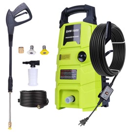 RunInMist Electric Pressure Washer, 1800PSI 1.6GPM Portable Power Washer with 20FT Hose & 35FT Power Cord, Two Nozzles, 0.4L Soap Bottle for Car Driveways Patio Garden